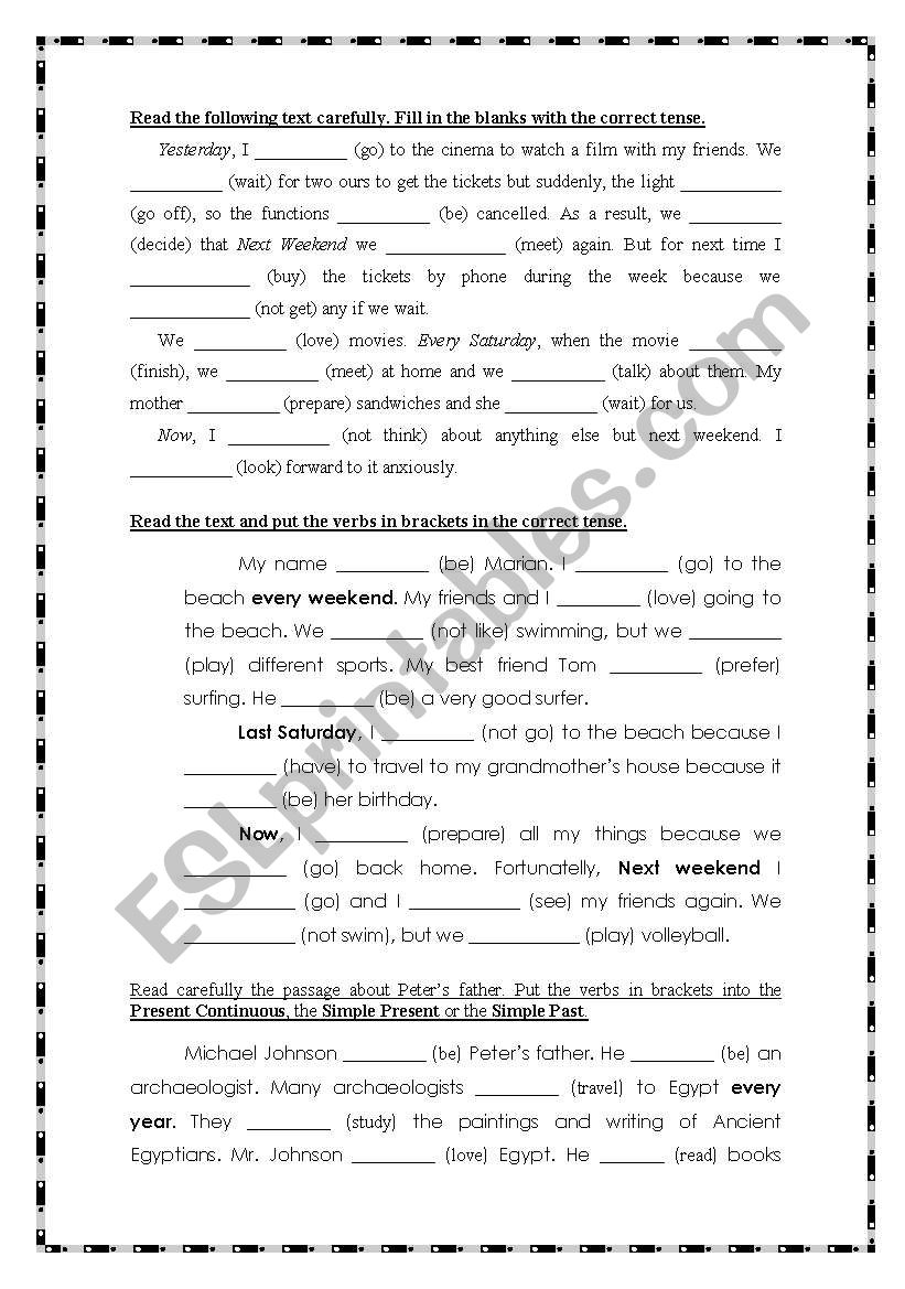 mixed tenses worksheet