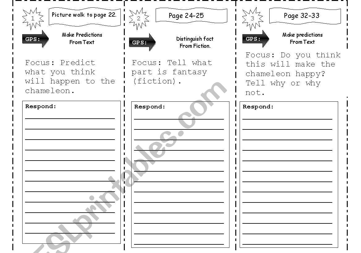 Reading Trifold worksheet