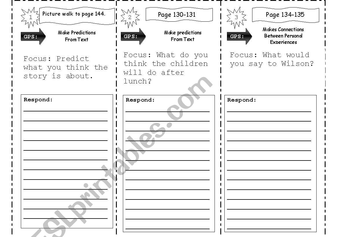 Reading Trifold worksheet