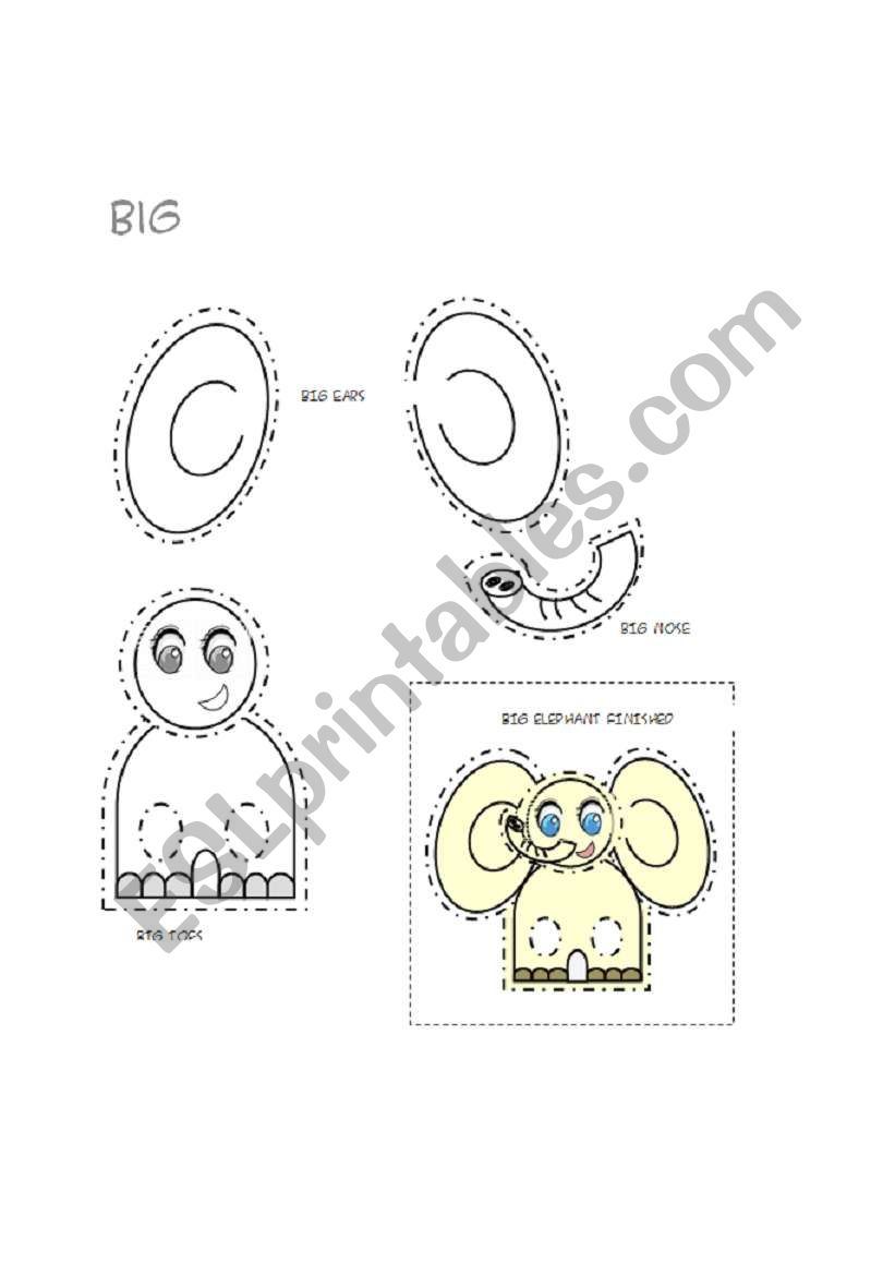 Adjective Big:  elephant finger puppet