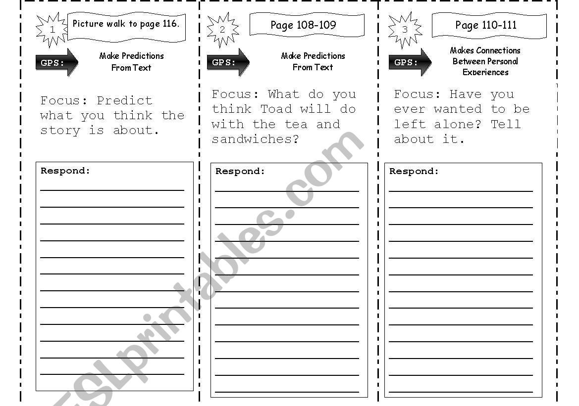 Reading Trifold worksheet