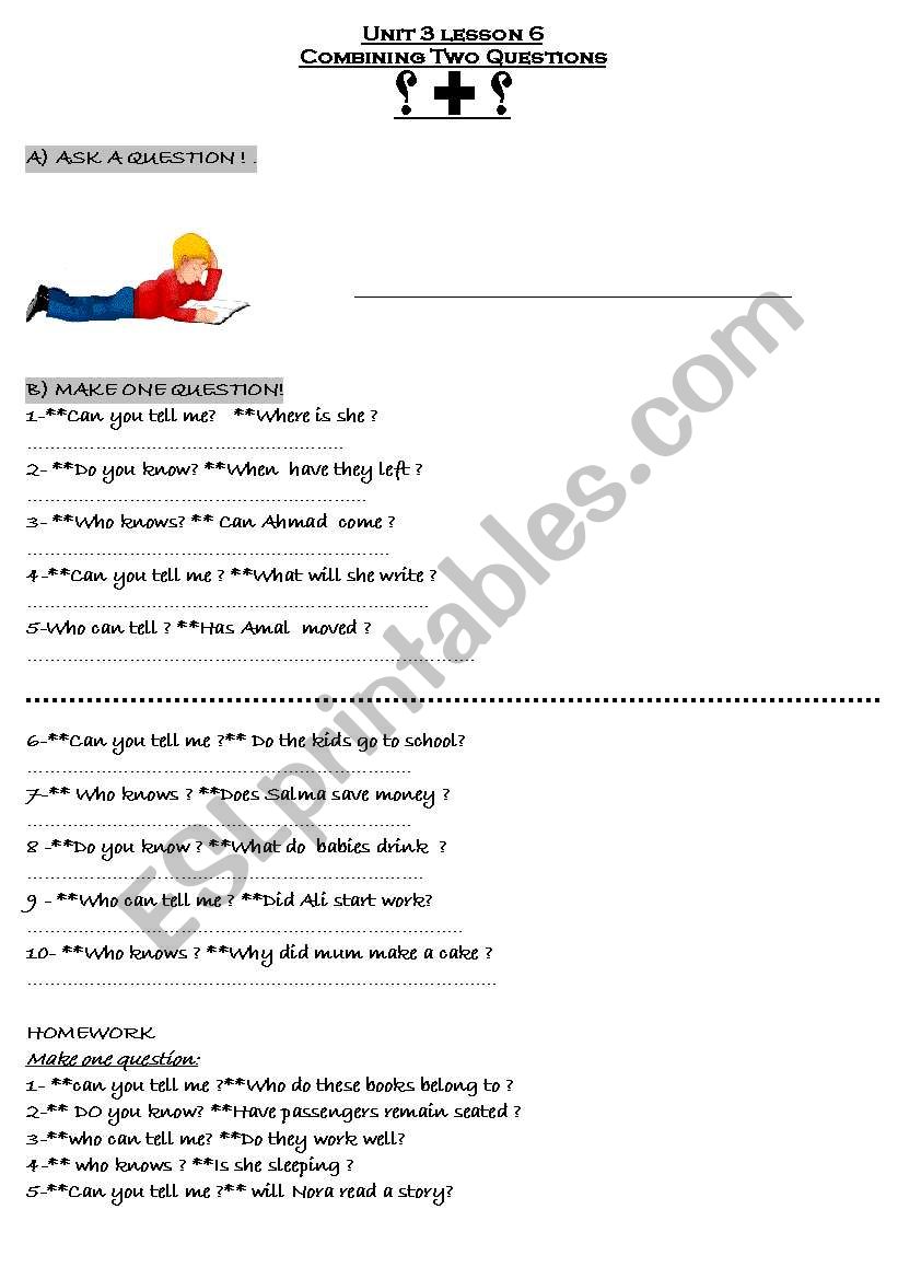 COMBINING QUESTIONS worksheet