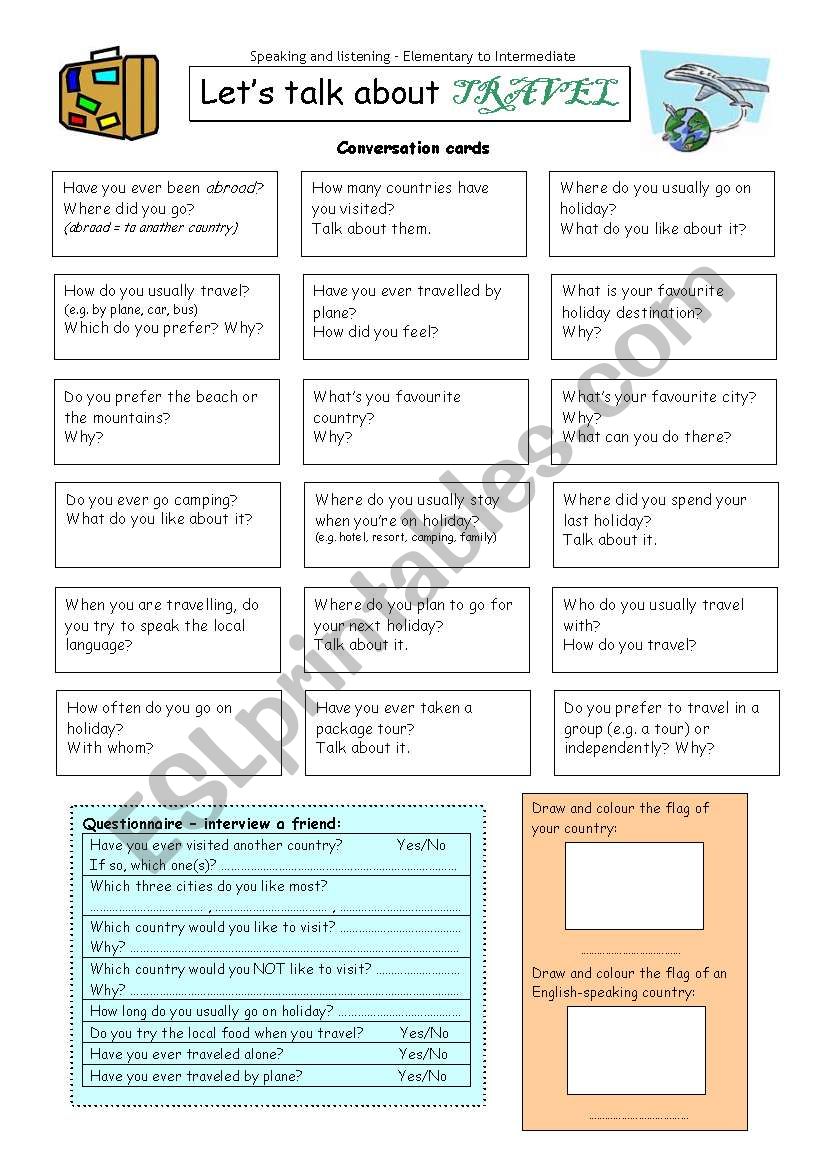 Lets talk about TRAVEL worksheet