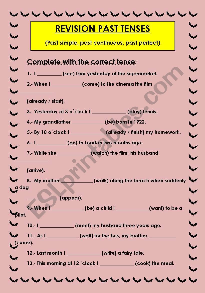 REVISION PAST TENSES worksheet