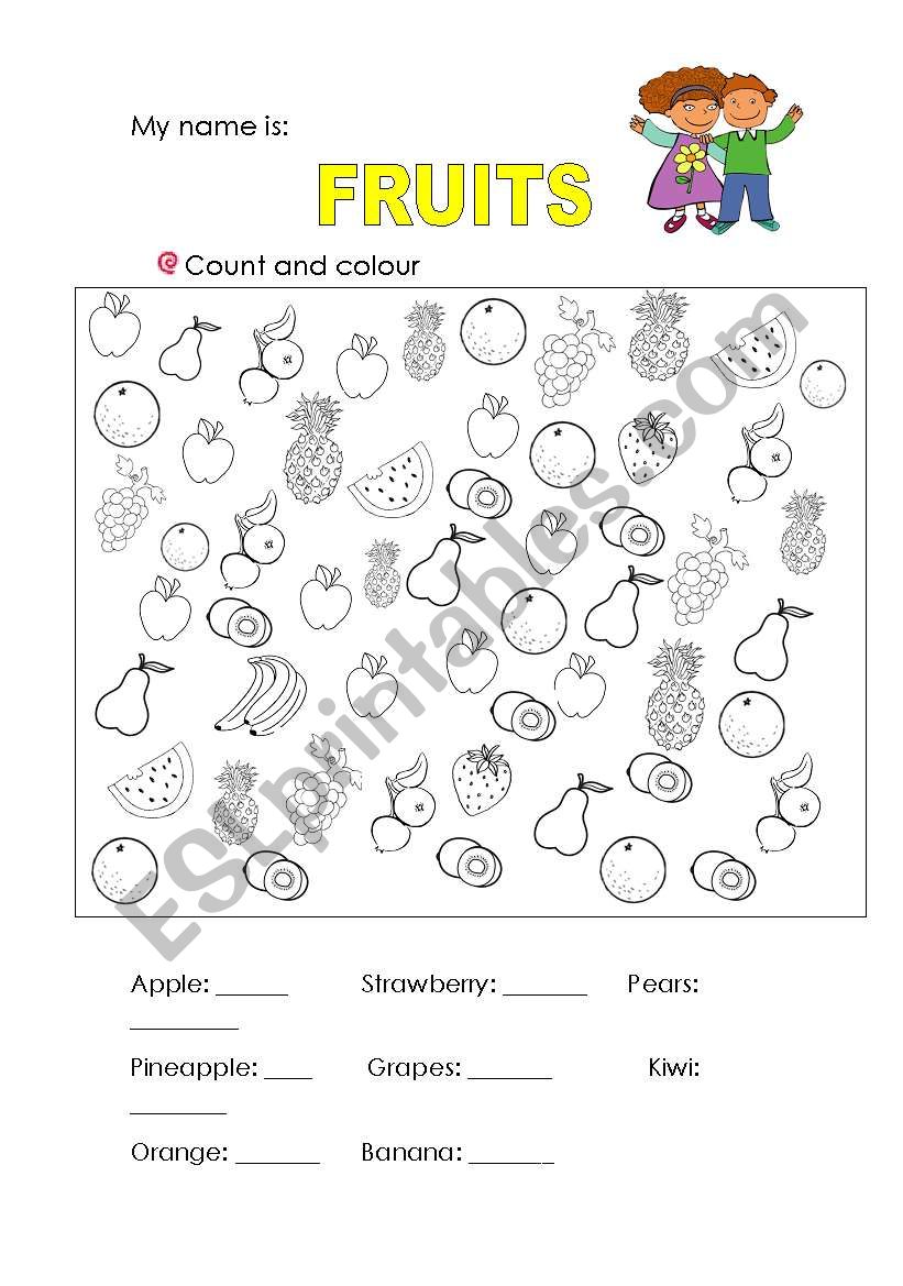 Numbers and fruits worksheet