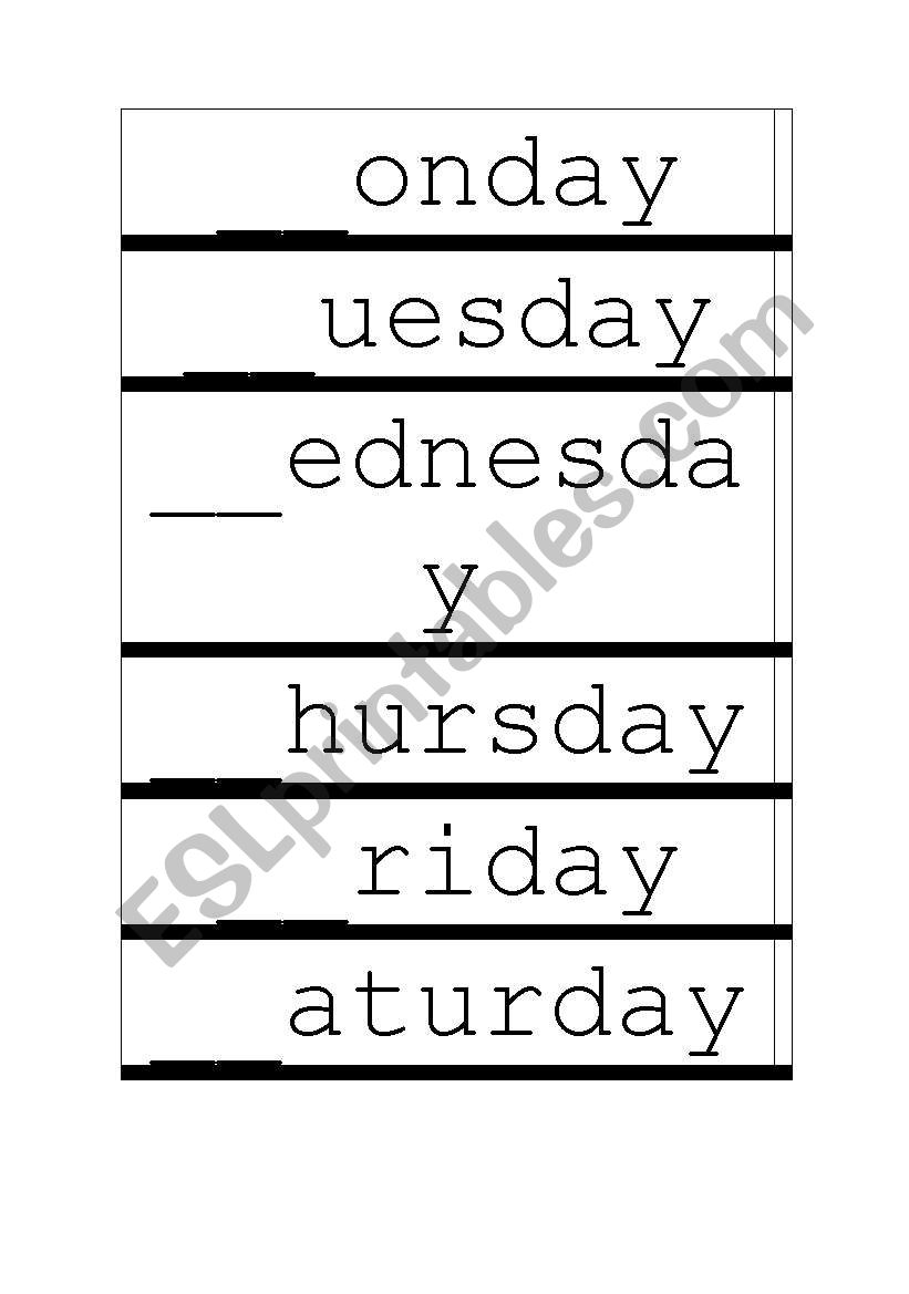 Days of the week worksheet