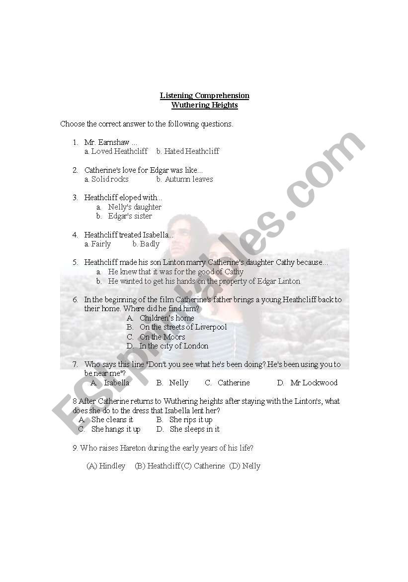 Wuthering Heights worksheet