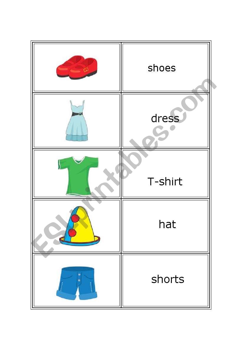 clothes cards worksheet