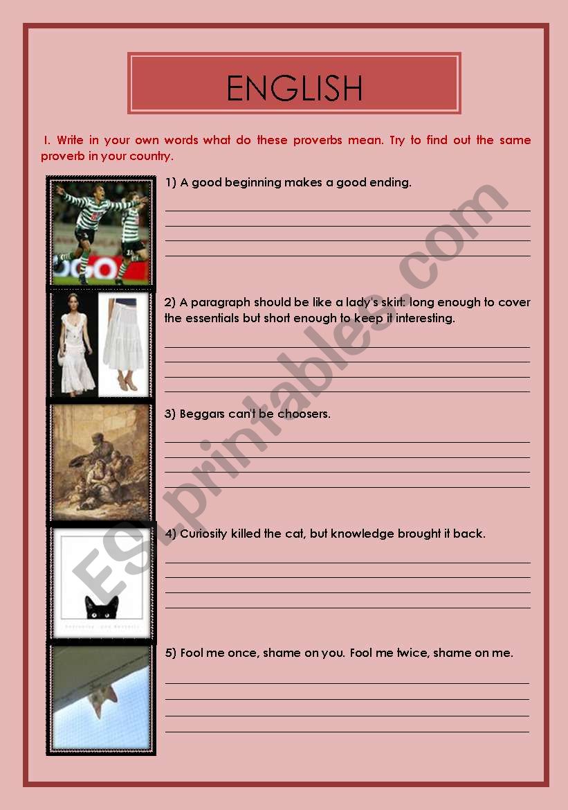 My Favourite English Proverbs worksheet