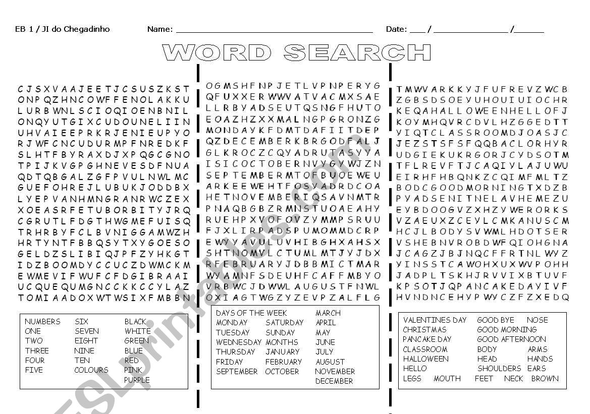 Word Search - Vocabulary Revision