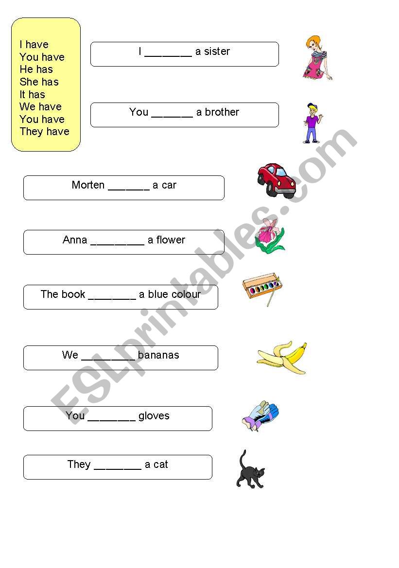 Have or Has worksheet