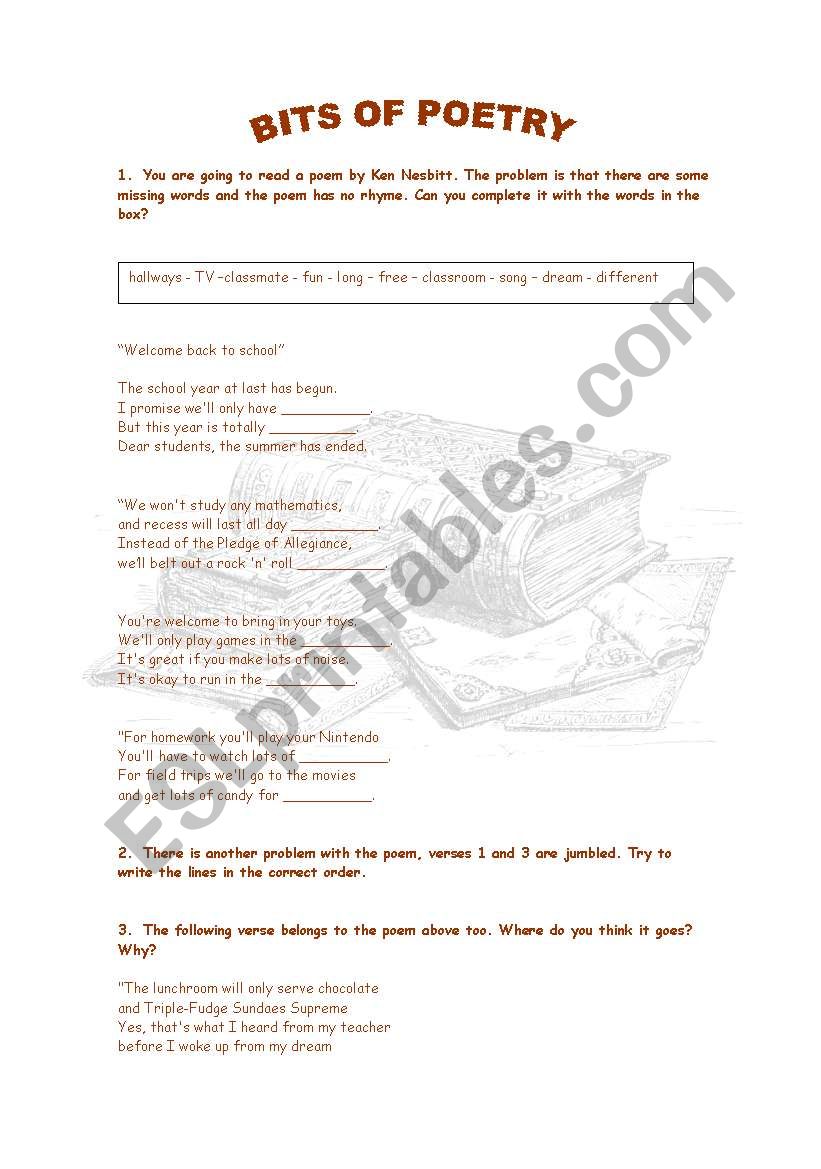 BITS OF POETRY worksheet