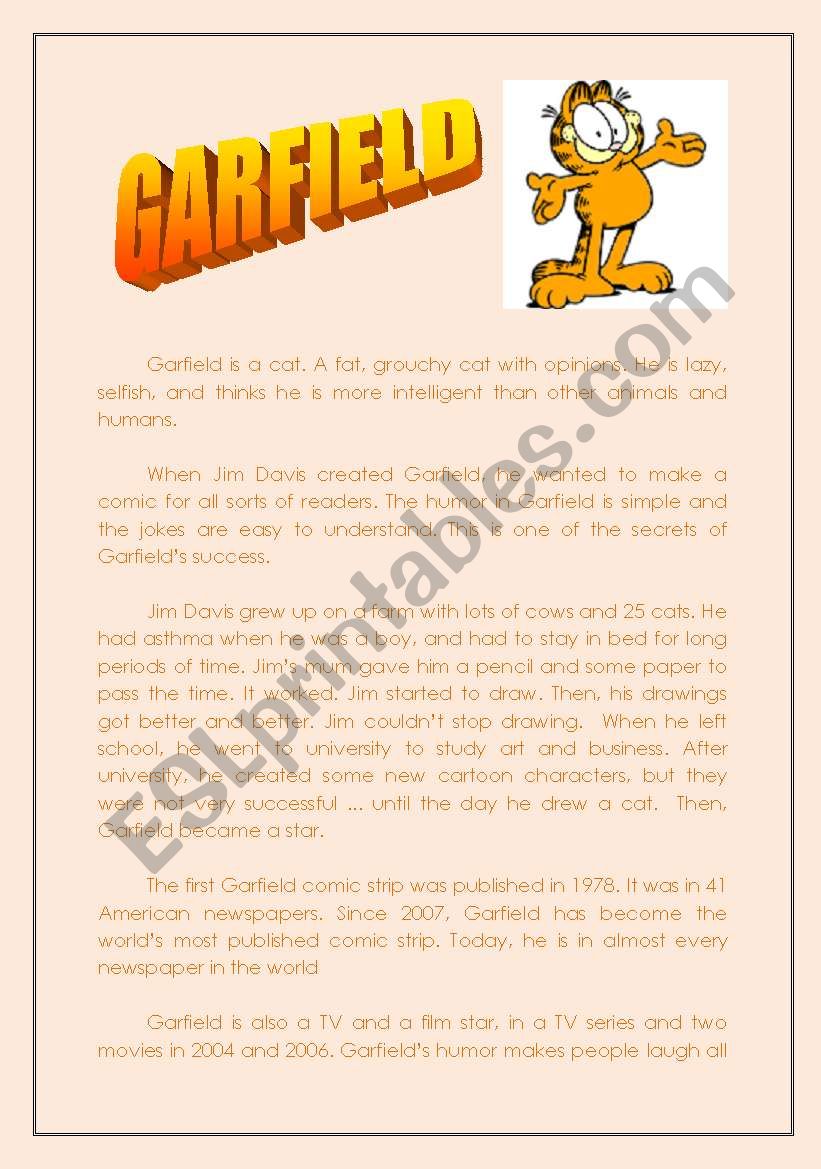 GARFIELD worksheet