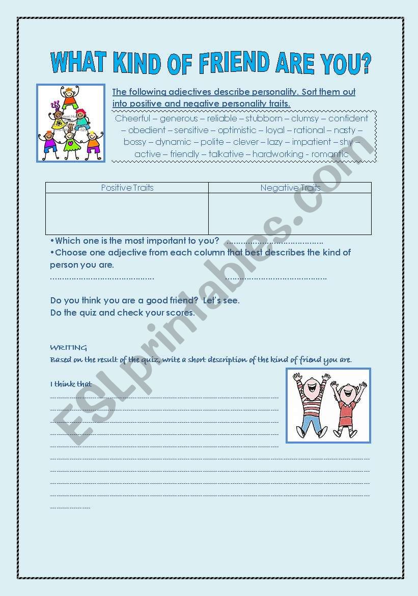 What Kind of Friend are you? worksheet