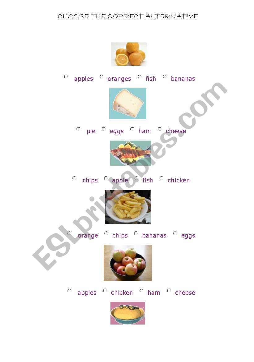 FOOD worksheet