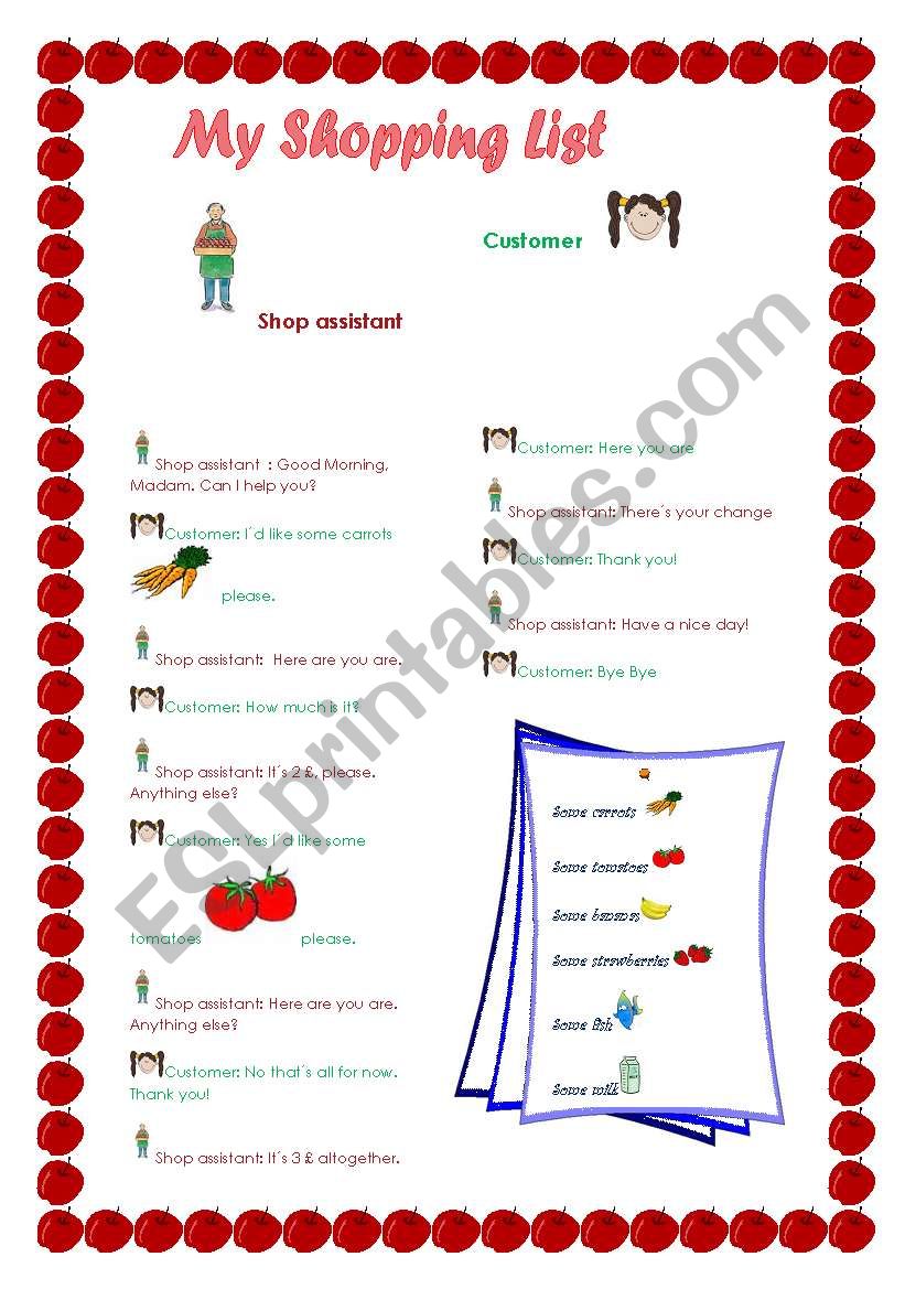 Shopping List Conversation worksheet