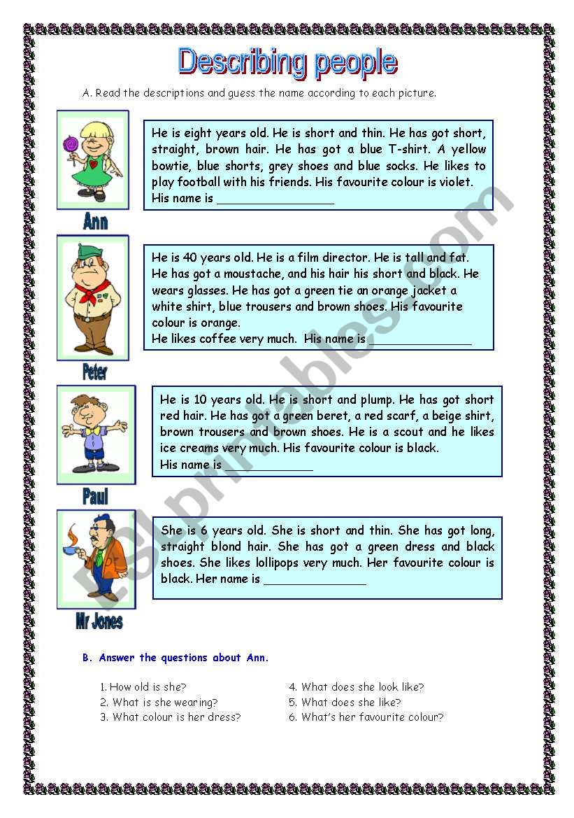 Describing people (11.05.09) worksheet