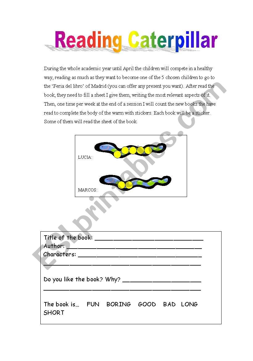 PROMOTION OF READING. Reading Caterpillar