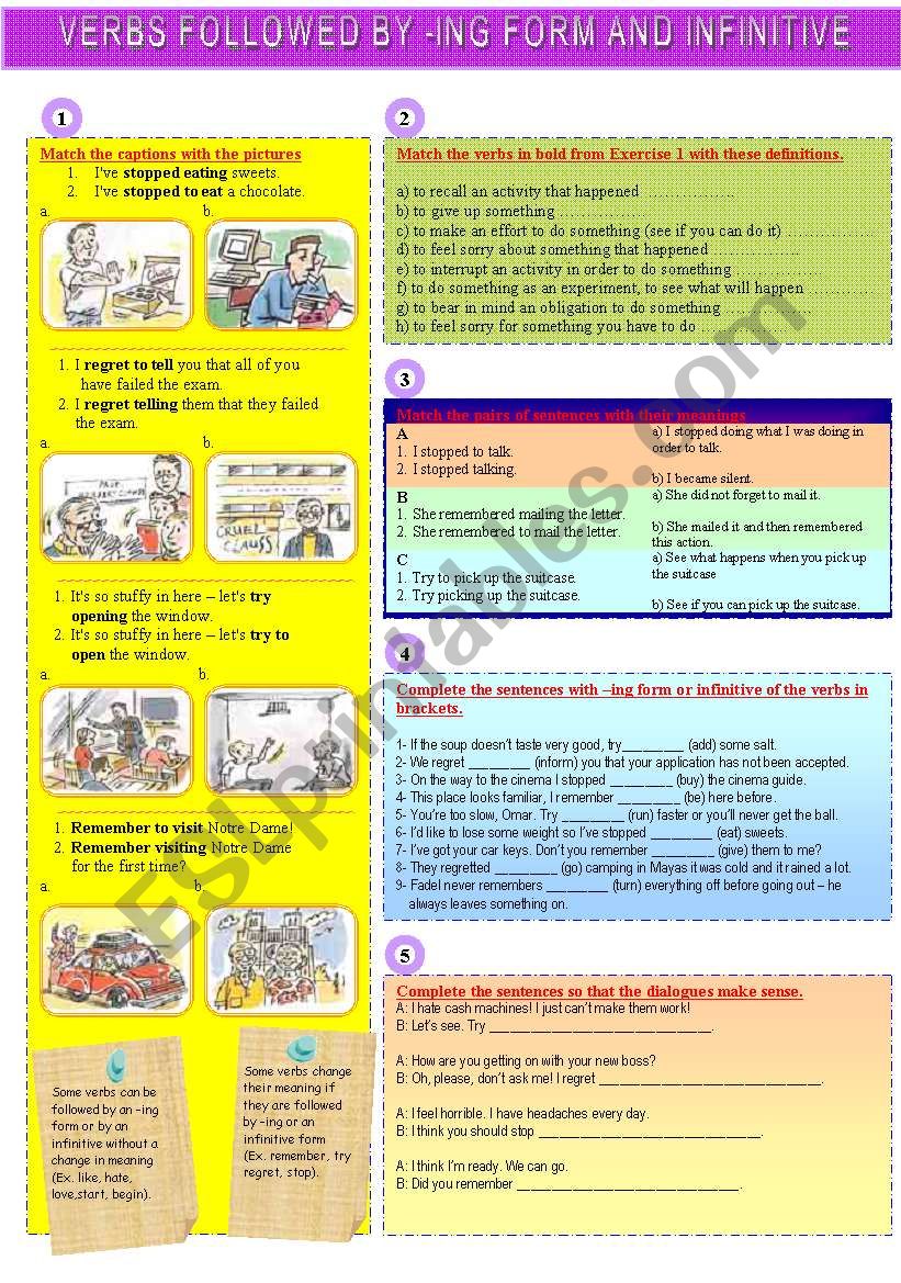 VERBS FOLLOWED BY _ING OR INFINITIVE FORM