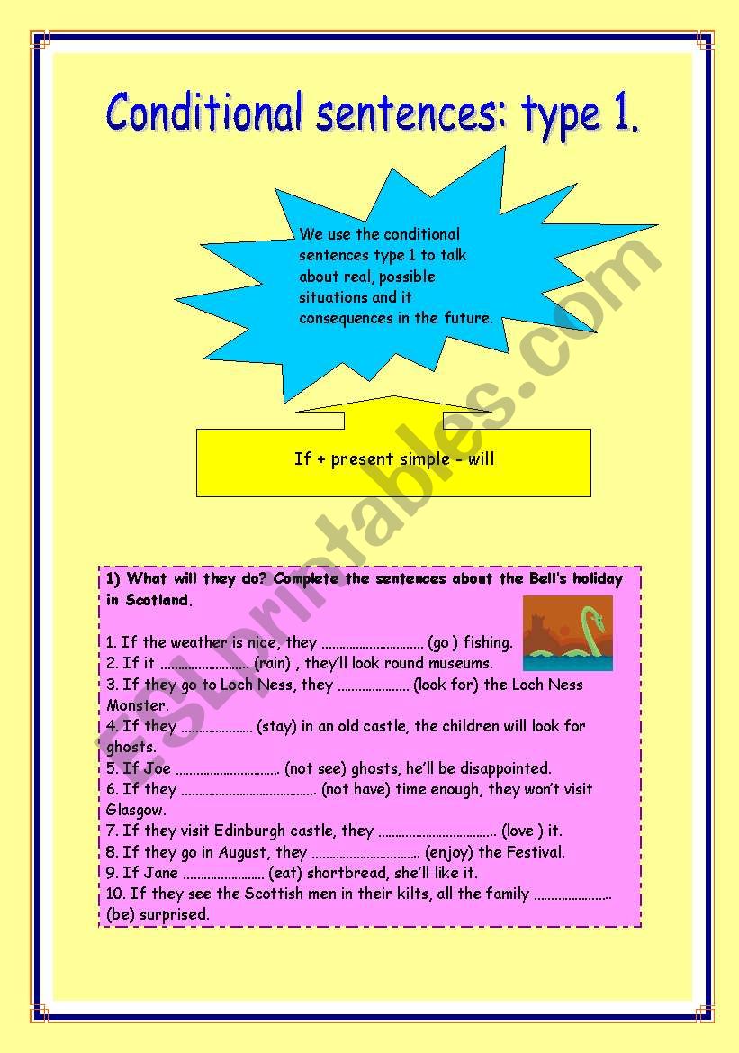 conditionals type 1 worksheet