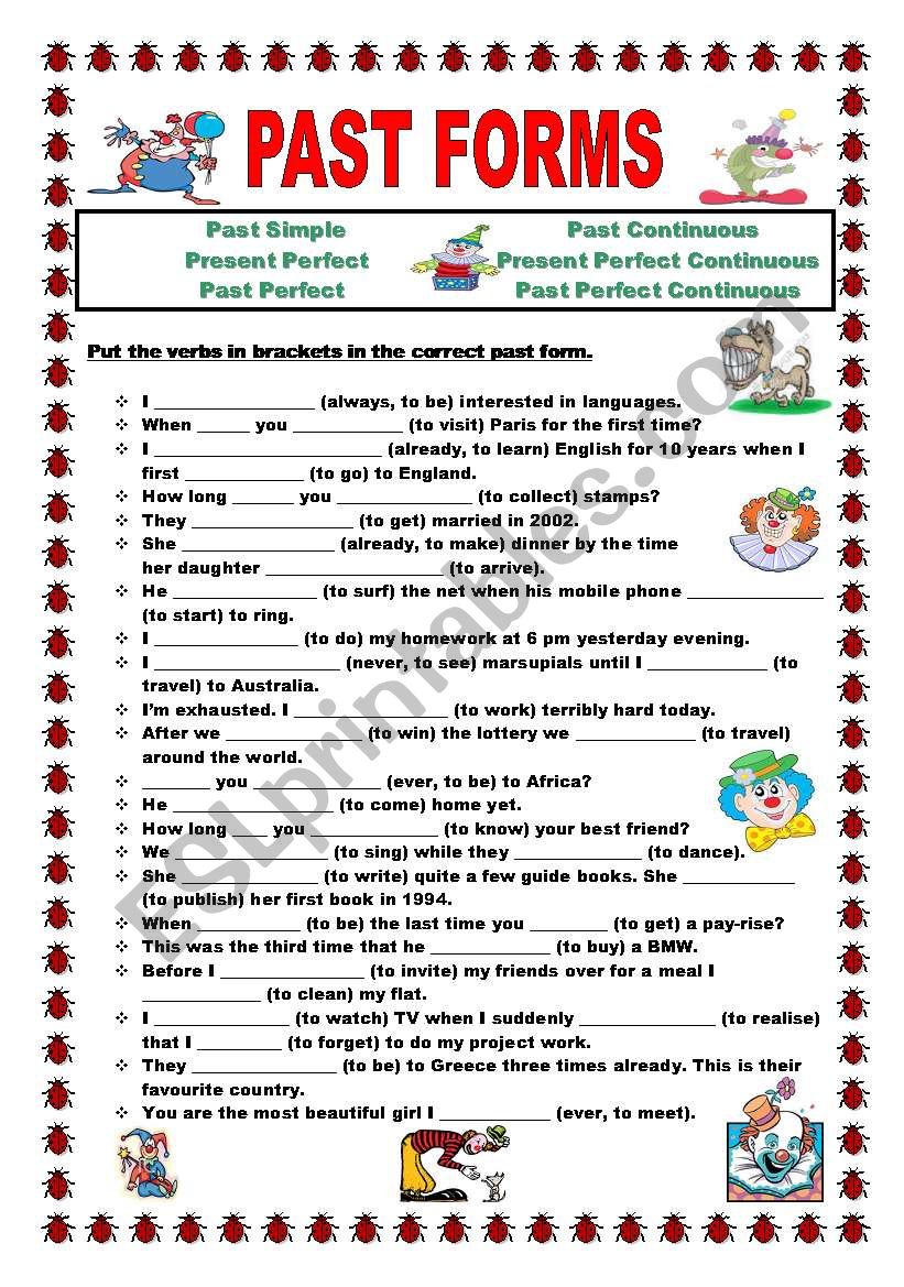 Past forms - 1 worksheet