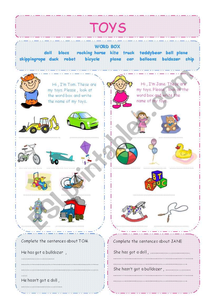 toys worksheet