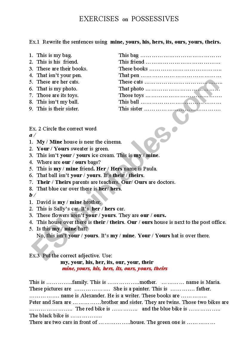 Possessive Adjectives and Possessive Pronouns