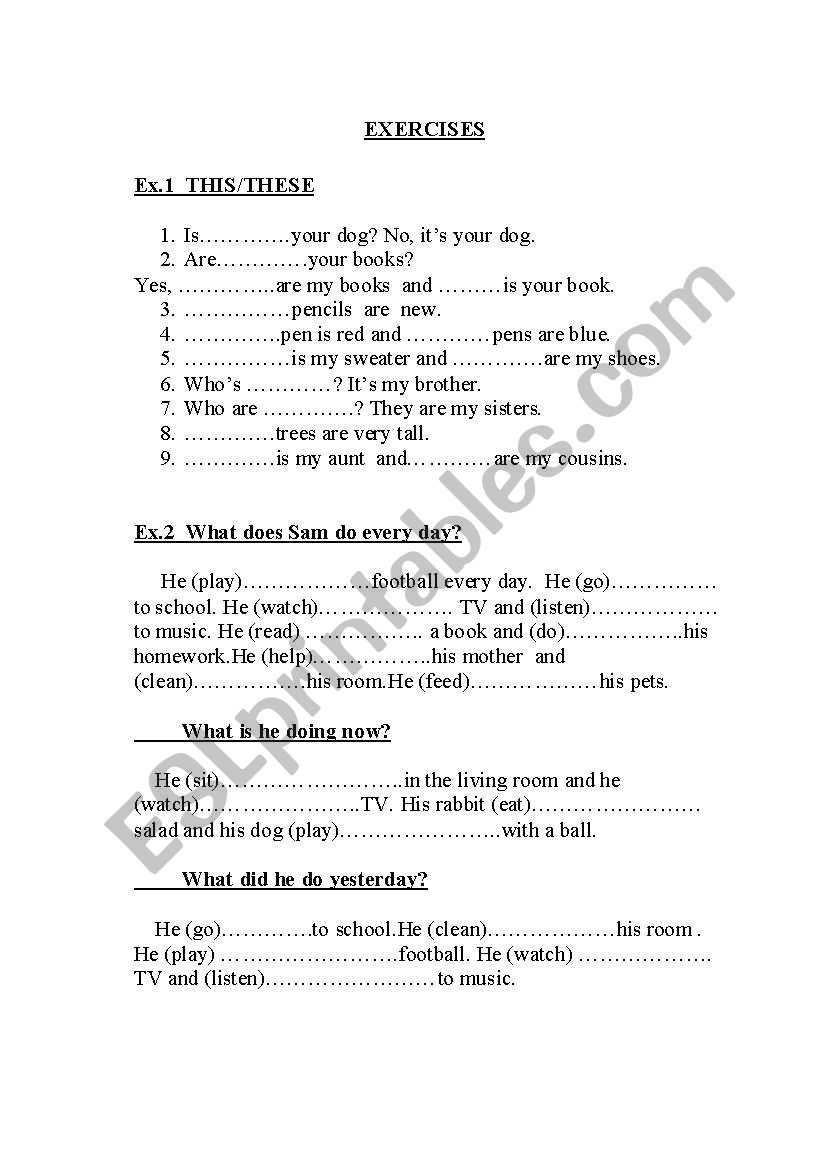 Mixed tenses, This - These worksheet