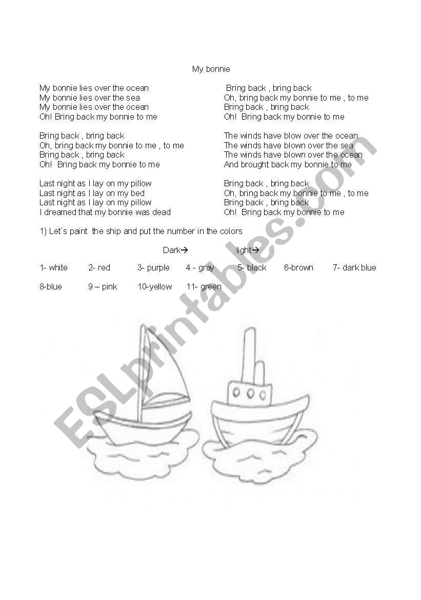 my bonnie  worksheet