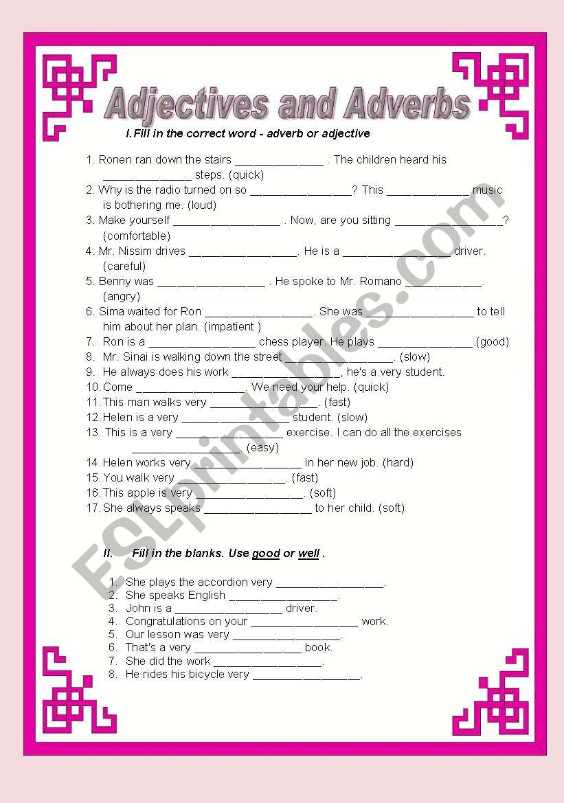 Adjectives and Adverbs worksheet