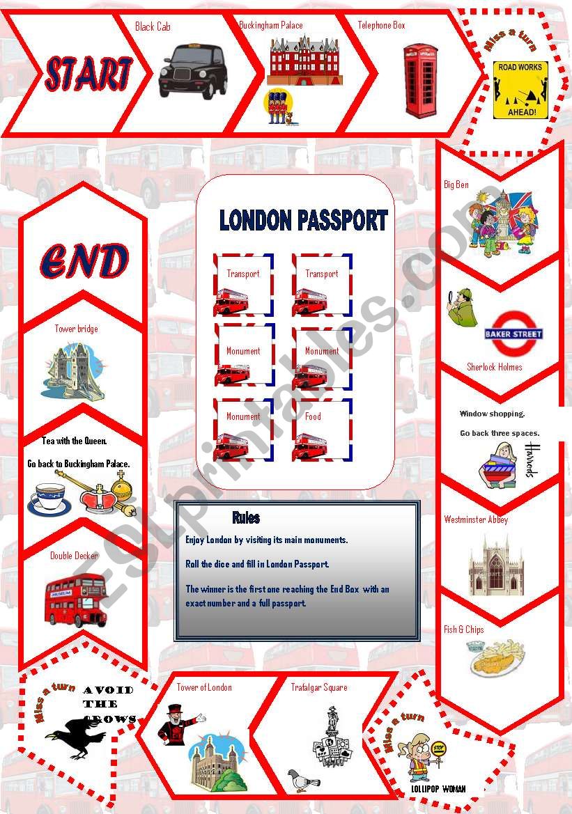 London Board Game worksheet