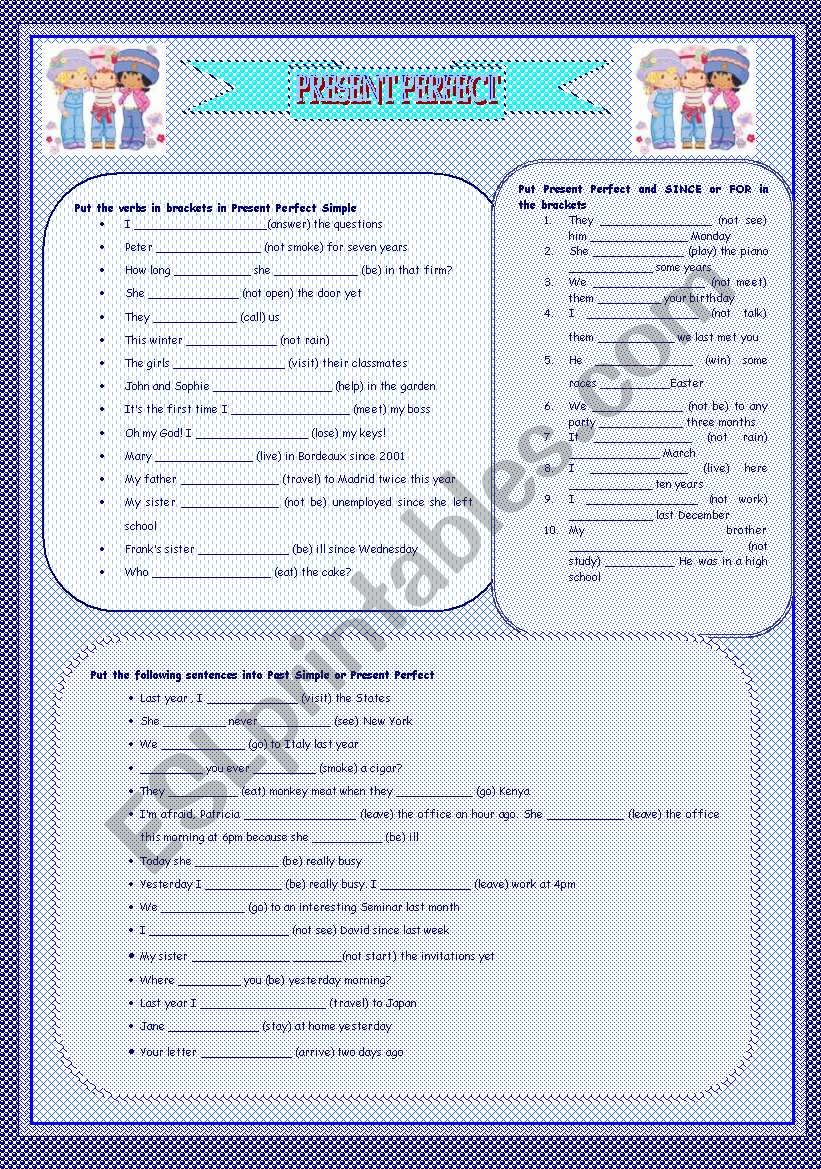 PRESENT PERFECT SIMPLE worksheet