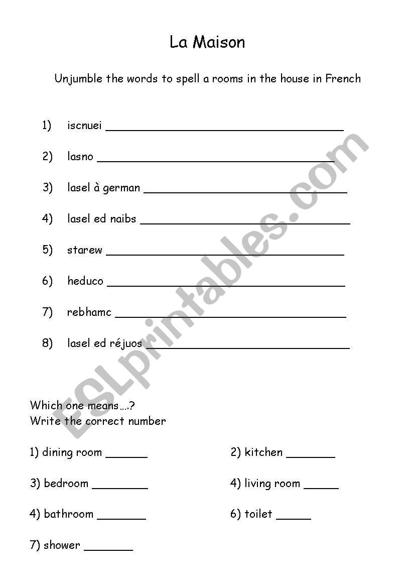 The House worksheet