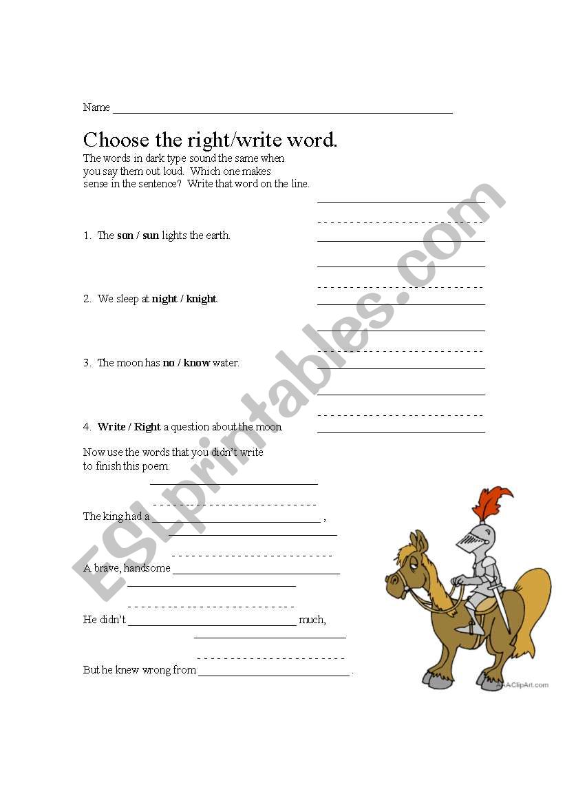 homonyms worksheet