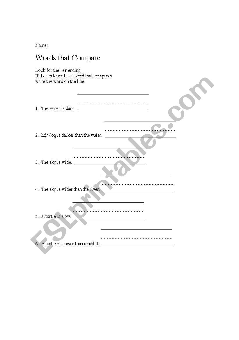 comparatives worksheet