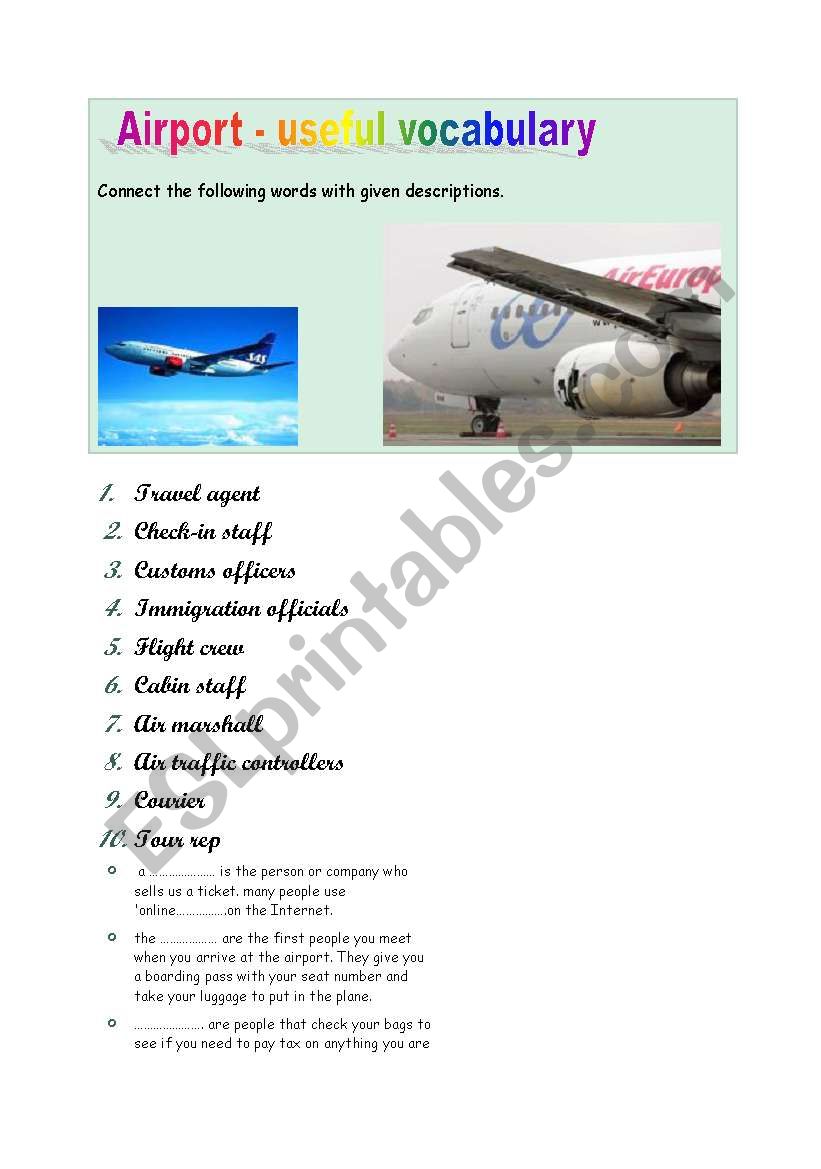 Airport  vocabulary worksheet