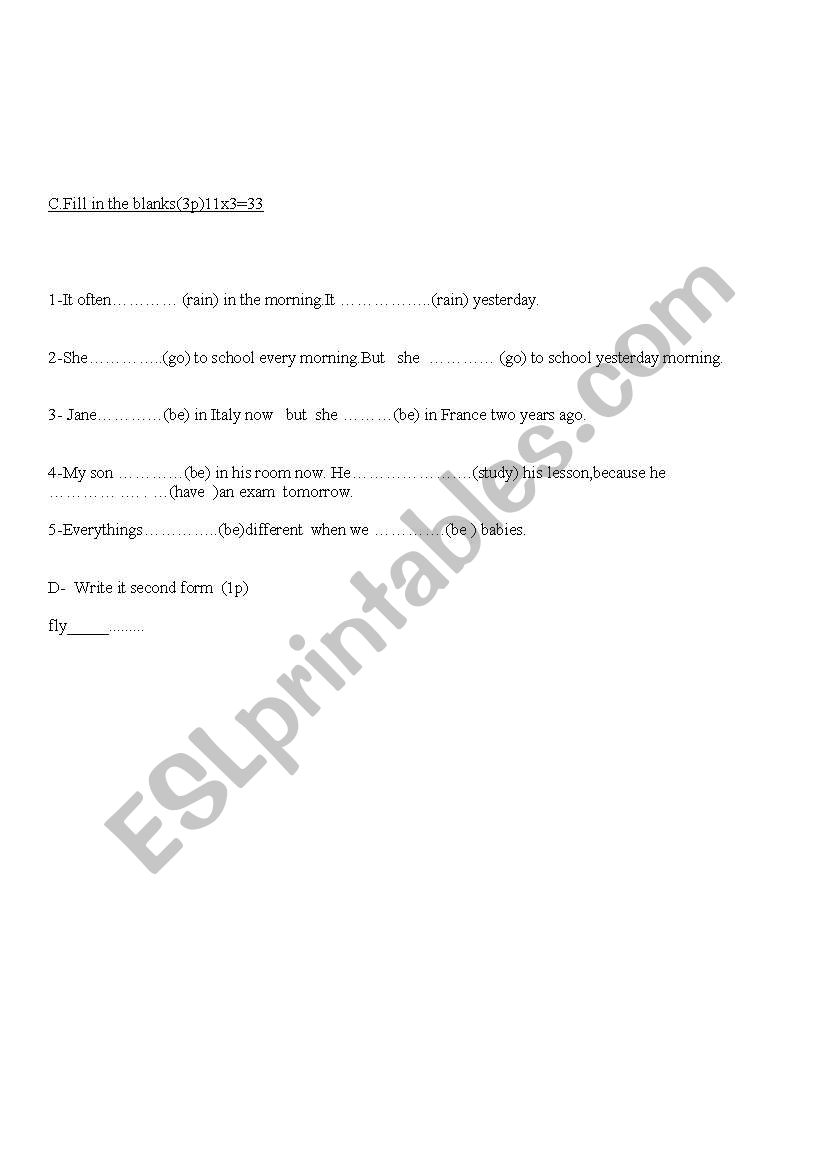 test worksheet
