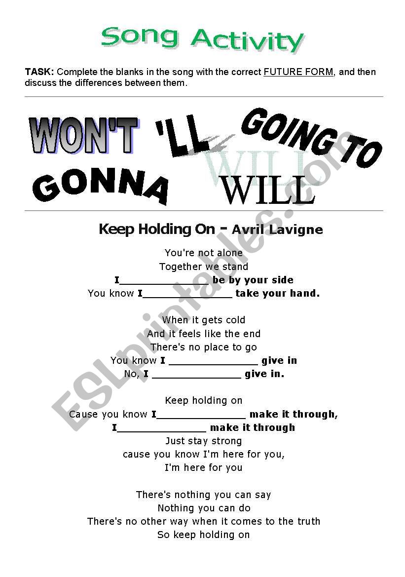 Song Activity - Keep Holding On (Avril Lavigne) - Future Forms