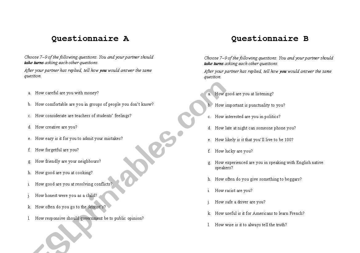 How + Adjective Questions worksheet