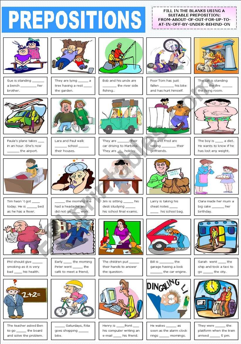 Preposition Fill In The Blanks