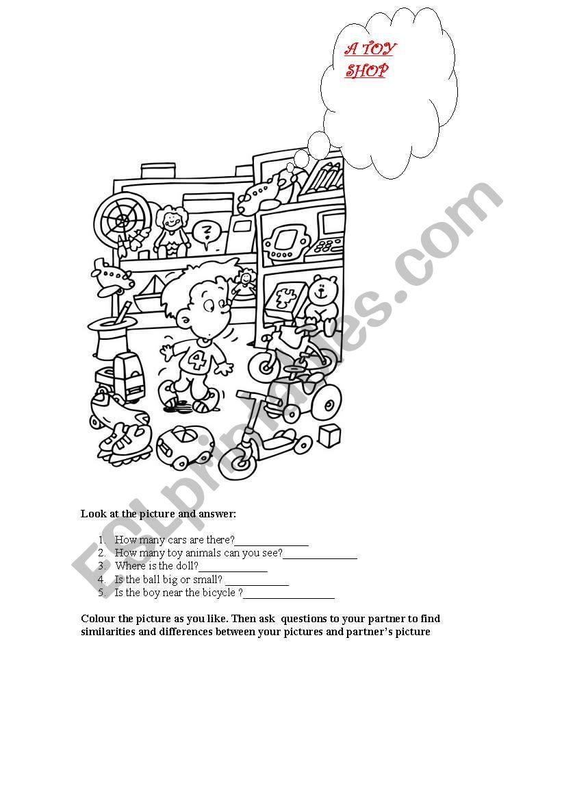 a toy shop worksheet