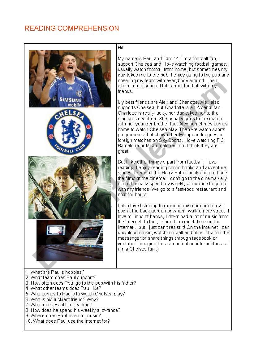 paulÂ´s free time worksheet