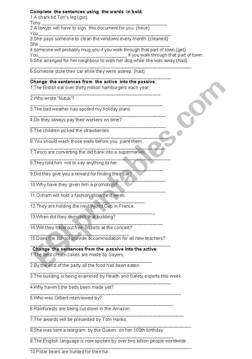 causative&passive worksheet