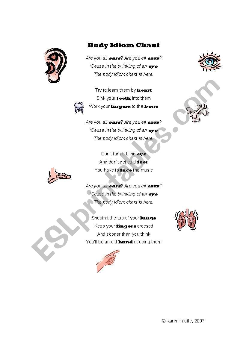 Body Idioms Chant worksheet
