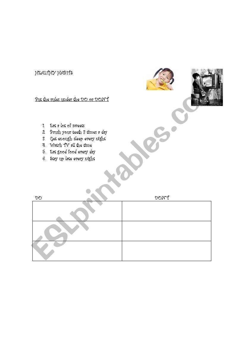 HEALTHY HABITS 2 worksheet