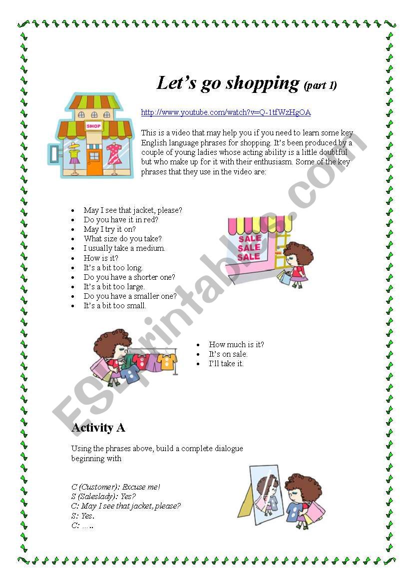 Lets go shopping (part 1) worksheet