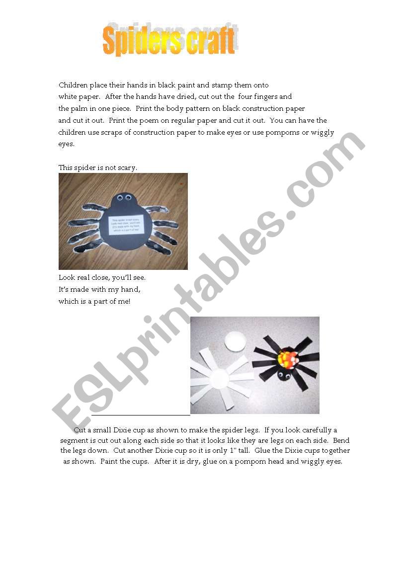 spiders crafts worksheet