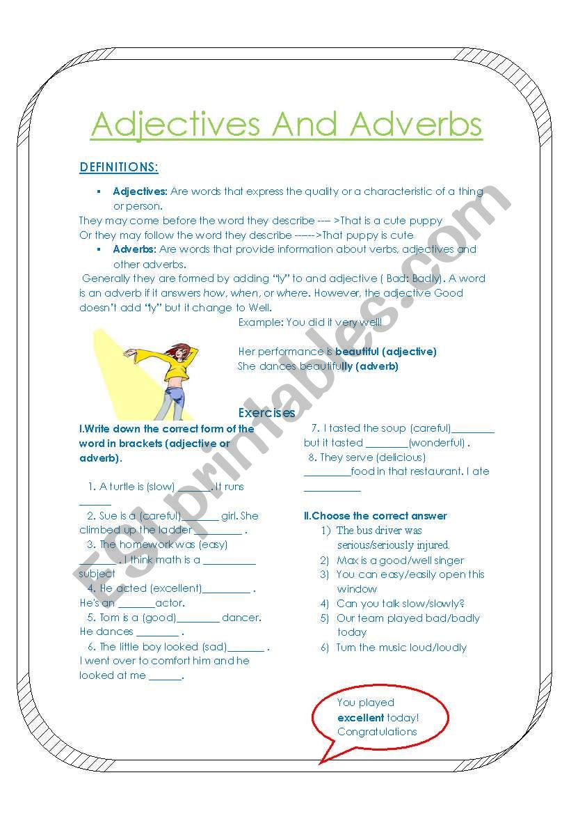 Adjectives and Adverbs worksheet