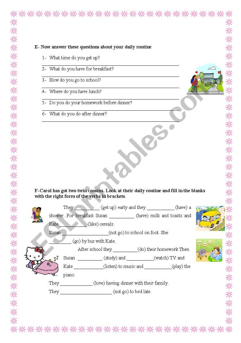 DAILY ROUTINE -  2nd PART  worksheet