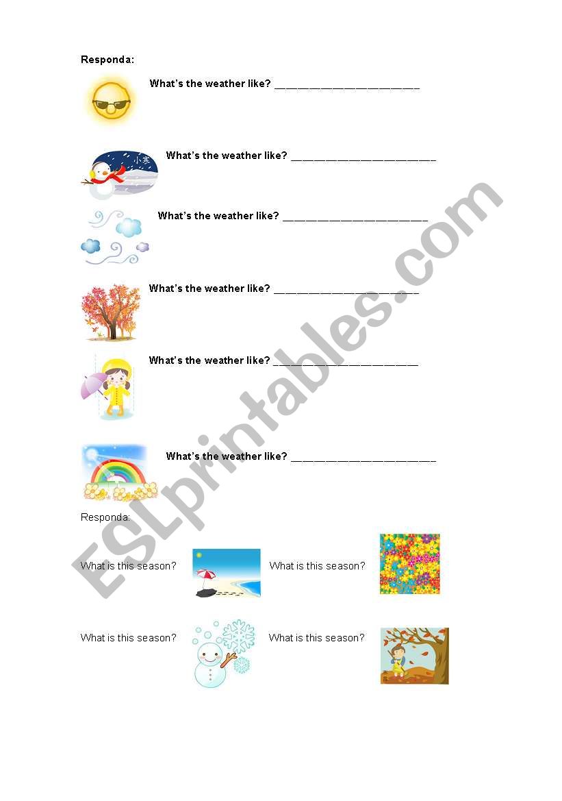 The Weather and Seasons worksheet